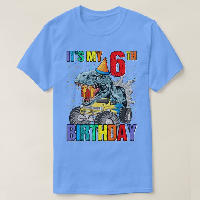 It's My 6th Birthday Monster Truck Dinosaur Boys A T Shirt (Design framsida)