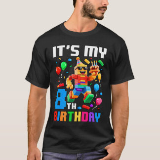Its My 8th Birthday Building Brick 8 Years Old Boy T Shirt