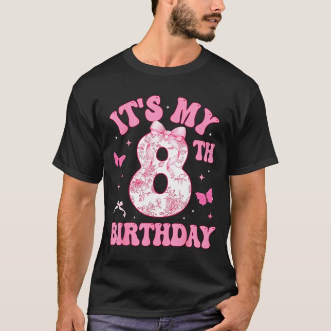 It's My 8th Birthday Nk Coquette Bow 8 Year Old Bi T Shirt (Framsida)