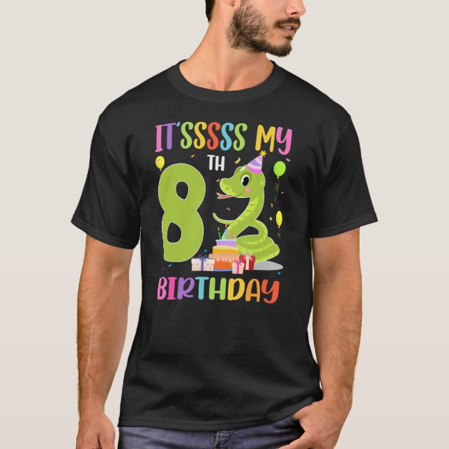It's My 8th Birthday Snake 8 Years Old Birthday T Shirt (Framsida)