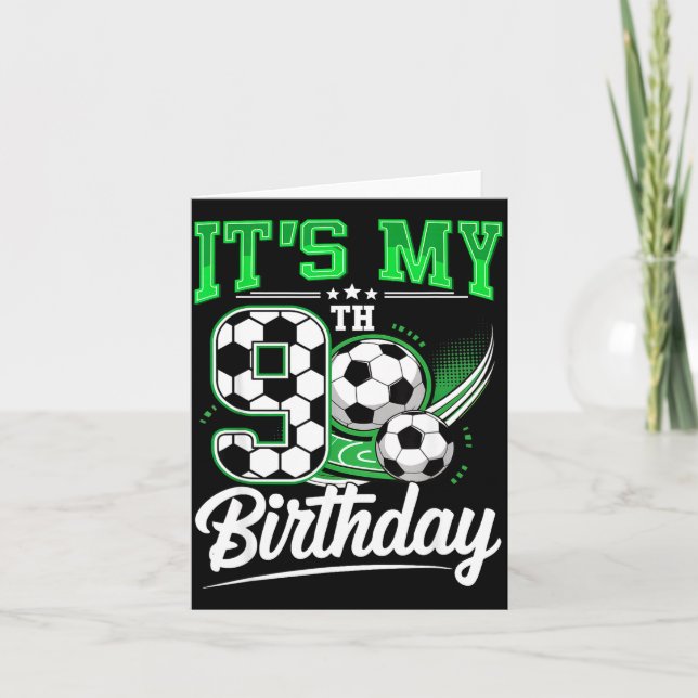 It's My 9th Birthday Boy Soccer Ball 9 Year Old Nu Kort (Framsida)