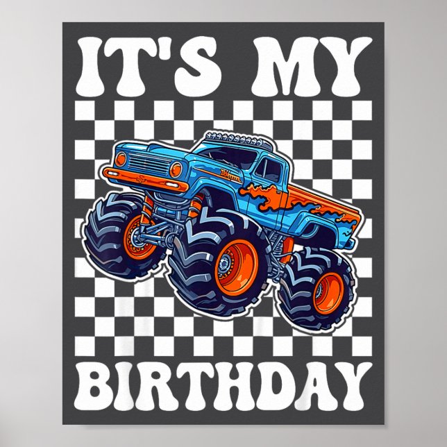 It's My Birthday Boy Monster Truck Bday Party Kids Poster (Framsidan)