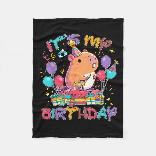 Its My Birthday Capybara Lovers Birthday Party Boy Fleecefilt (Framsidan)