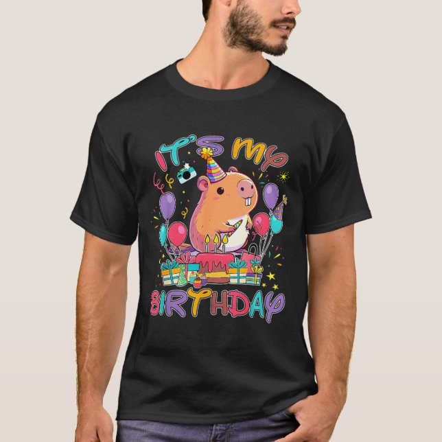 Its My Birthday Capybara Lovers Birthday Party Boy T Shirt (Framsida)