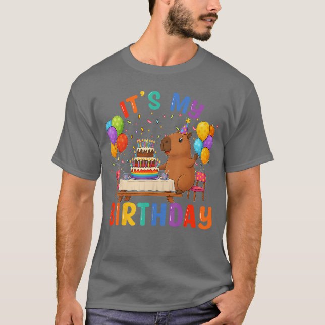 Its My Birthday Capybara Lovers Birthday Party Kid T Shirt (Framsida)