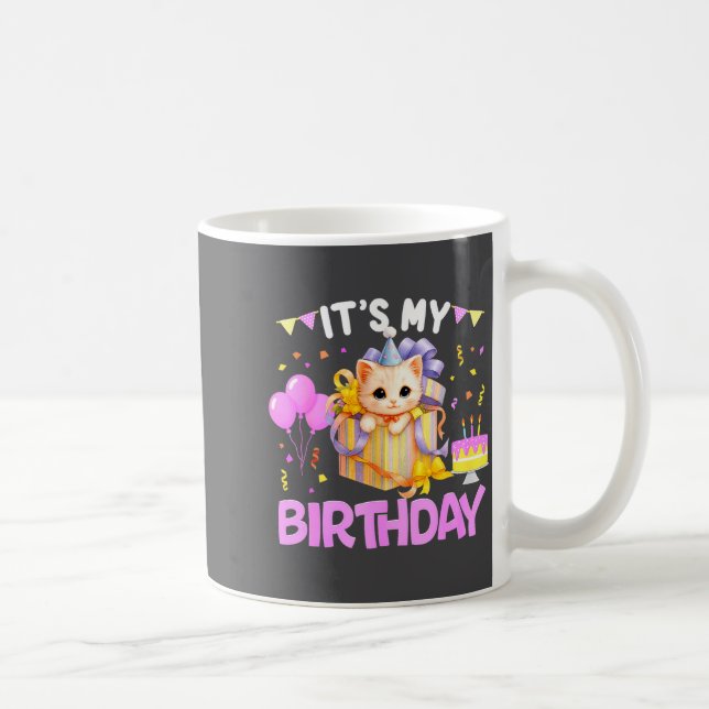 It's My Birthday Cat Lover Cute Girl Bday Family P Kaffemugg (Höger)