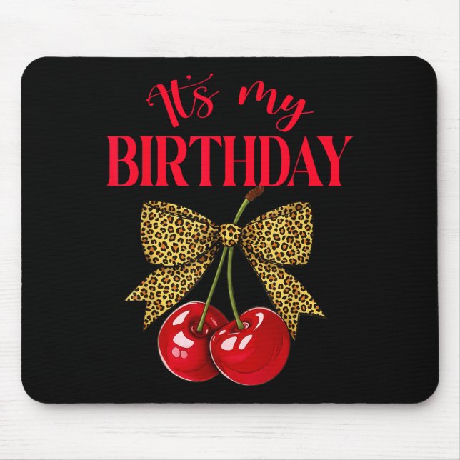 It's My Birthday Cute Cherry Leopard Coquette Bow  Musmatta (Framsidan)