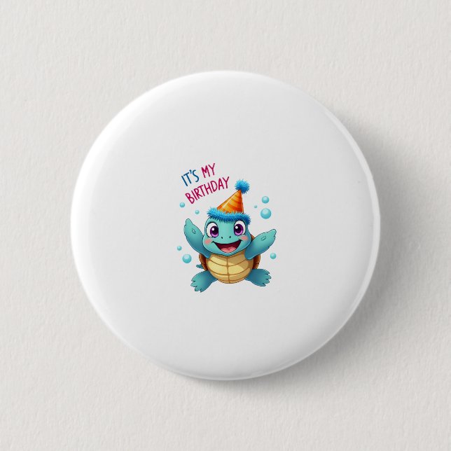 It's My Birthday Cute Sea Turtle Ocean Birthday Pa Knapp (Framsida)