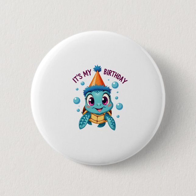 It's My Birthday Cute Sea Turtle Ocean Birthday Pa Knapp (Framsida)