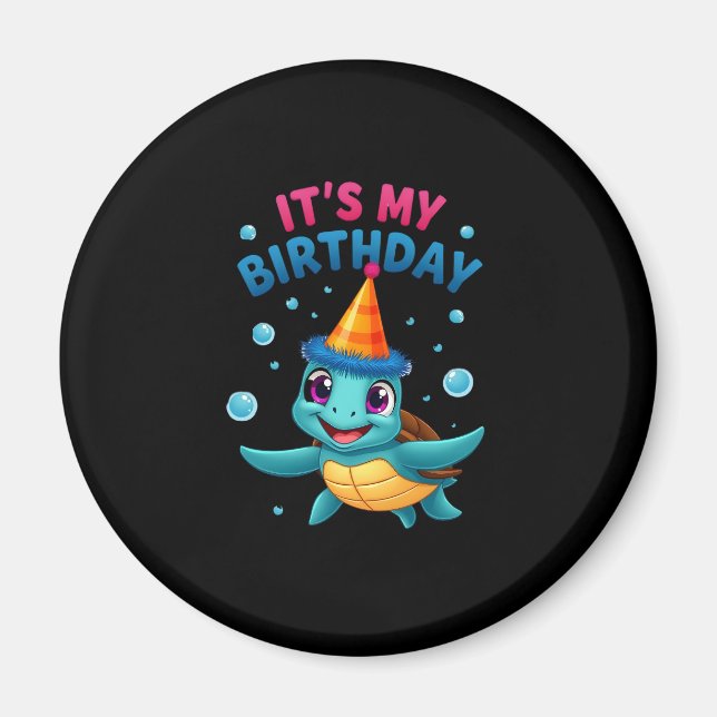 It's My Birthday Cute Sea Turtle Ocean Birthday Pa Magnet (Framsidan)