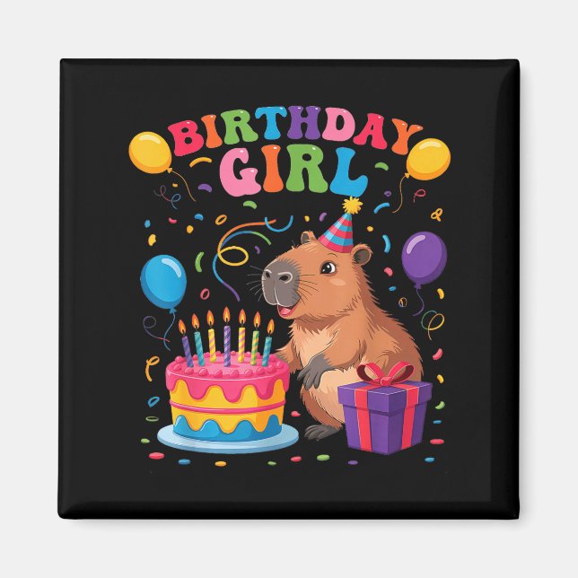 Its My Birthday Girl Capybara Lovers Birthday Part Magnet (Framsidan)
