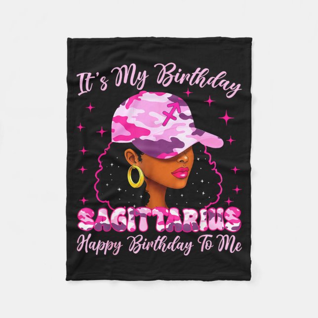 It's My Birthday Sagittarius Black Woman Nk Camo  Fleecefilt (Framsidan)