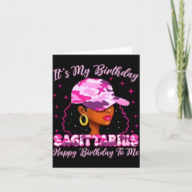 It's My Birthday Sagittarius Black Woman Nk Camo  Kort (Framsida)