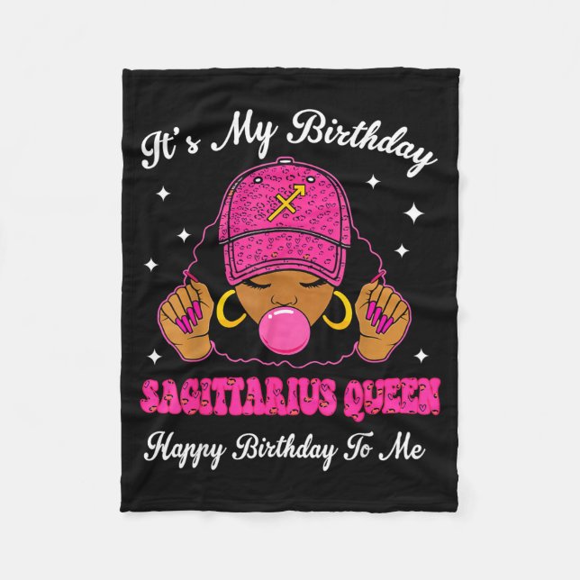 It's My Birthday Sagittarius Queen Happy Birthday  Fleecefilt (Framsidan)