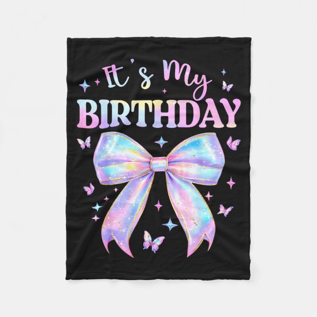 It's My Birthday Tie Dye Coquette Bow Butterfly Bi Fleecefilt (Framsidan)