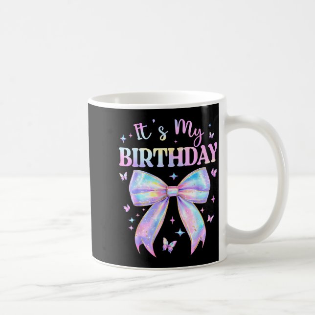 It's My Birthday Tie Dye Coquette Bow Butterfly Bi Kaffemugg (Höger)