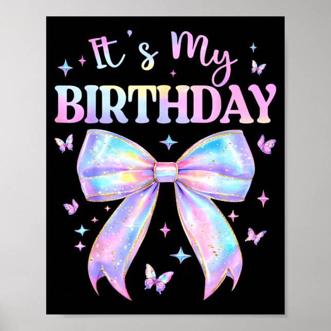 It's My Birthday Tie Dye Coquette Bow Butterfly Bi Poster (Framsidan)