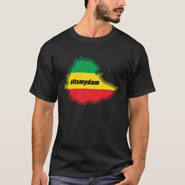 Its my dam on the Ethiopian map and flag T Shirt (Framsida)