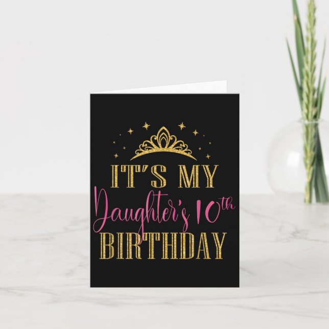 It's My Daughter's 10th Birthday Girls Party Famil Kort (Framsida)