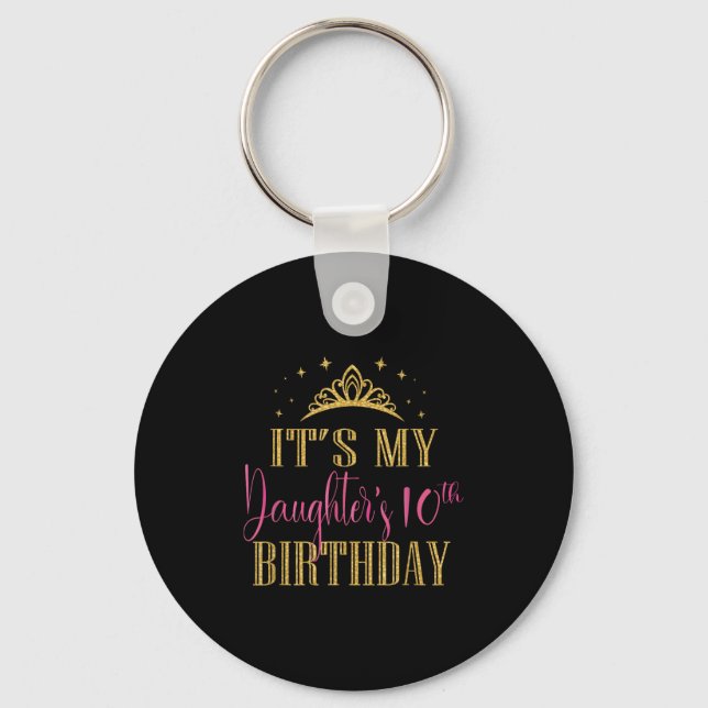 It's My Daughter's 10th Birthday Girls Party Famil Nyckelring (Framsida)