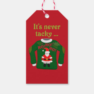 It's Never Tacky Cute Christmas Sticker Presentetikett
