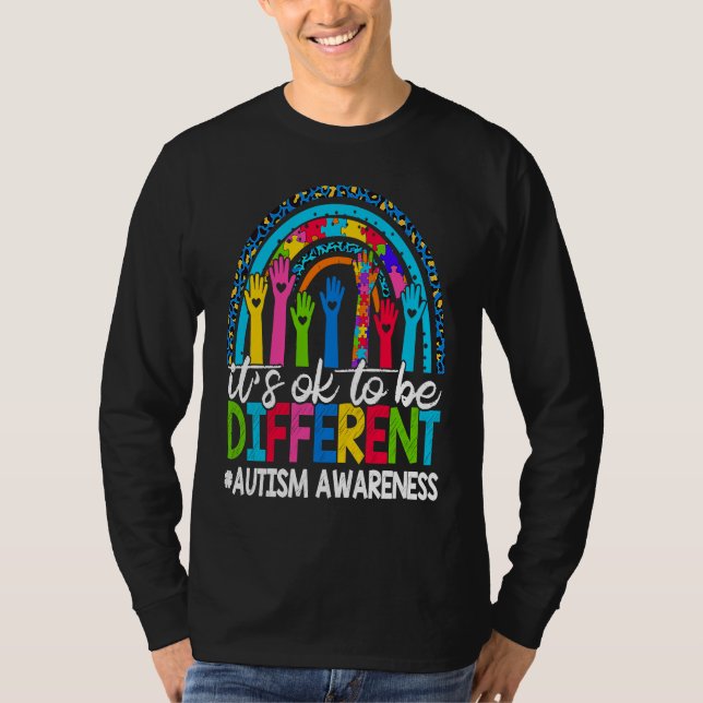 It's Ok To Be Different Autism Awareness Leopard R T Shirt (Framsida)