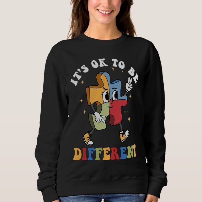 It's Ok To Be Different Autism Awareness Puzzle Pi T Shirt (Framsida)