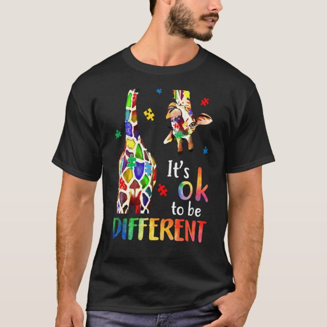 Its Ok To Be Different Autism Awareness Puzzle Pie T Shirt (Framsida)