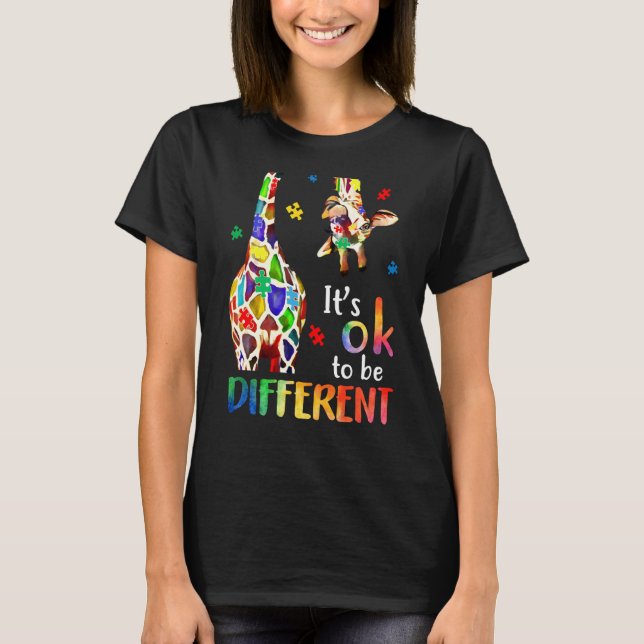 Its Ok To Be Different Autism Awareness Puzzle Pie T Shirt (Framsida)