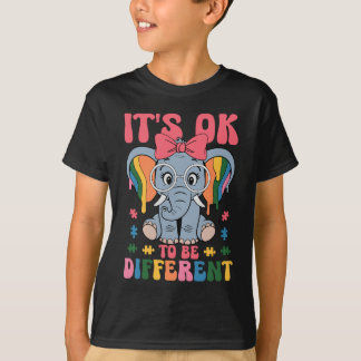 It's OK To Be Different | Elephant Autism Rainbow  T Shirt