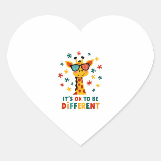 It's Ok To Be Different Giraffe Autism Awareness B Hjärtformat Klistermärke