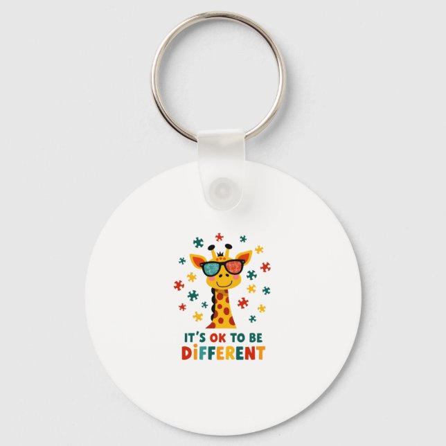 It's Ok To Be Different Giraffe Autism Awareness B Nyckelring (Framsida)