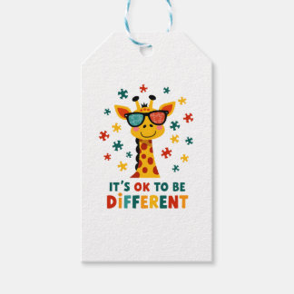 It's Ok To Be Different Giraffe Autism Awareness B Presentetikett