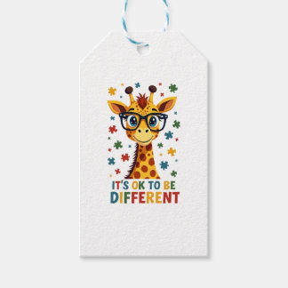 It's Ok To Be Different Giraffe Autism Awareness B Presentetikett