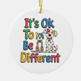 It's ok to be different julgransprydnad keramik