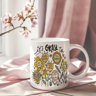 It's Okay To Boho Floral Coffee Mug Kaffemugg