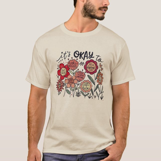 It's okay to boho Mental Health Awareness Floral  T Shirt (Framsida)