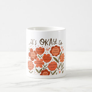 it's OKAY to – Retro Positivity Floral Design Kaffemugg