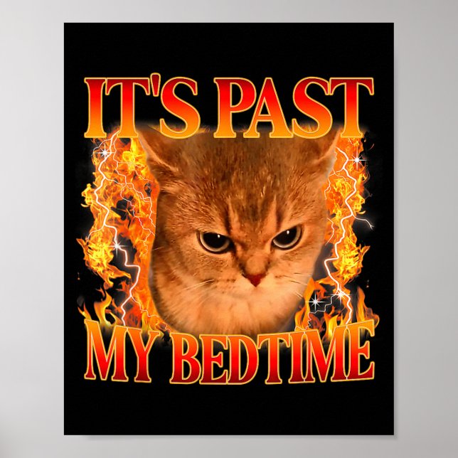 It's Past My Bedtime Funny Cat Meme Animals Humor  Poster (Framsidan)