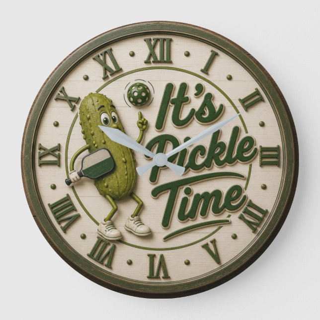 It's Pickle Time Cute Pickle Character Stor Klocka (Framsida)
