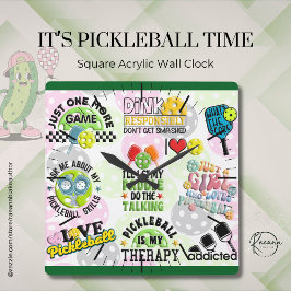 It's Pickleball Time Square Wall Clock Fyrkantig Klocka