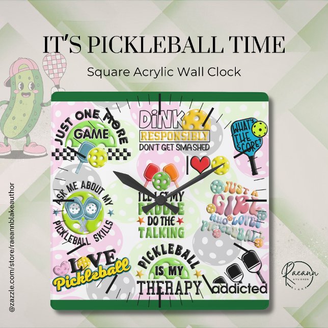 It's Pickleball Time Square Wall Clock Fyrkantig Klocka (Skapare uppladdad)
