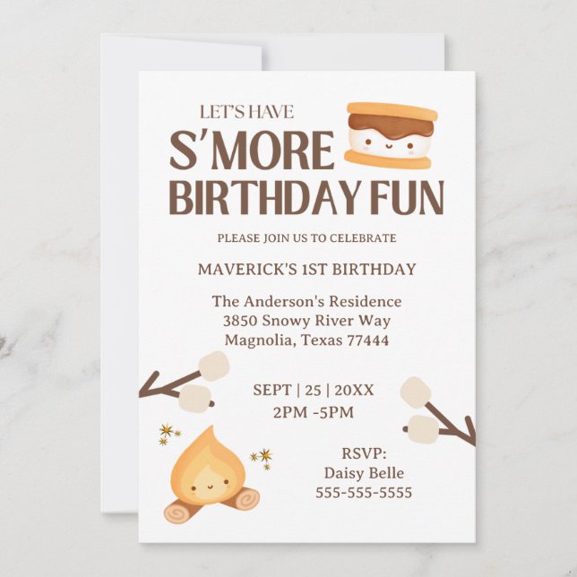 It's S'more Fun to Be One Kids 1st Birthday  Inbjudningar (Framsida)
