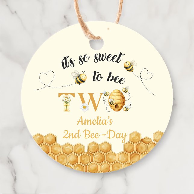It's So Sweet To Bee 2nd Birthday Gåvor Etiketter (Skapare uppladdad)