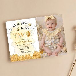 It's So Sweet To Bee Photo 2nd Birthday Invitation Inbjudningar