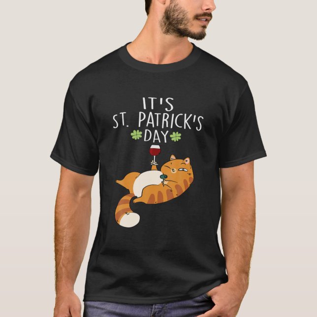 It's St Patrick's Day Funny Cat Face Saint Patrick T Shirt (Framsida)