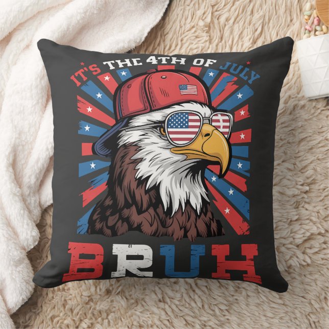 Its The 4th Of July Bruh Bald Eagle Patriotic Kudde (Filt)