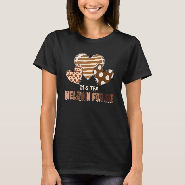 It's The Melanin For Me Leopard Heart Black Histor T Shirt (Framsida)