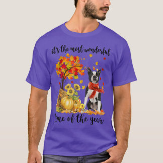 It's The Most Wonderful Autumn Time Boston Terrier T Shirt