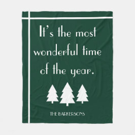 It's The Most Wonderful Time Dark Green Holiday Fleecefilt